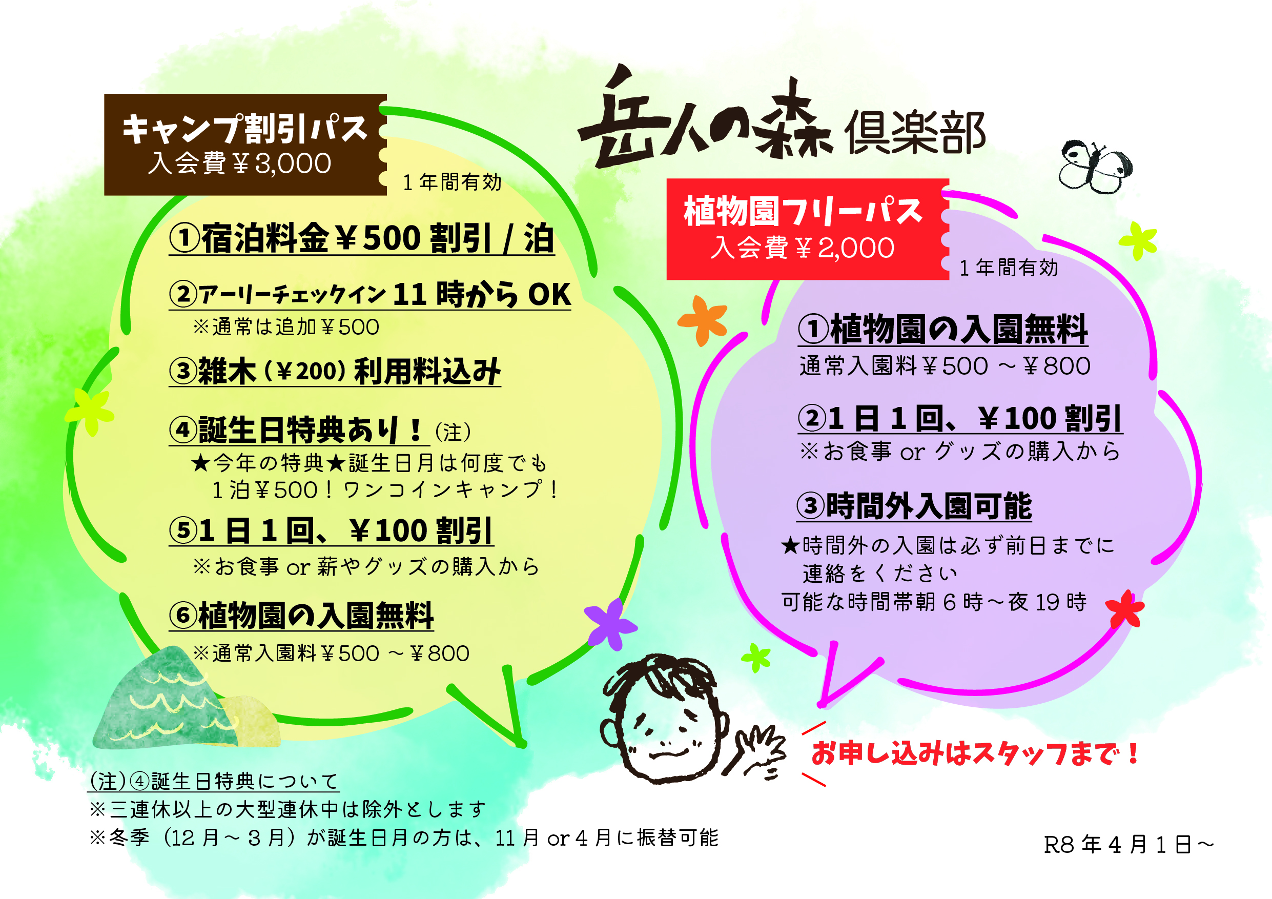 岳人の森 キャンプ割引パスポート